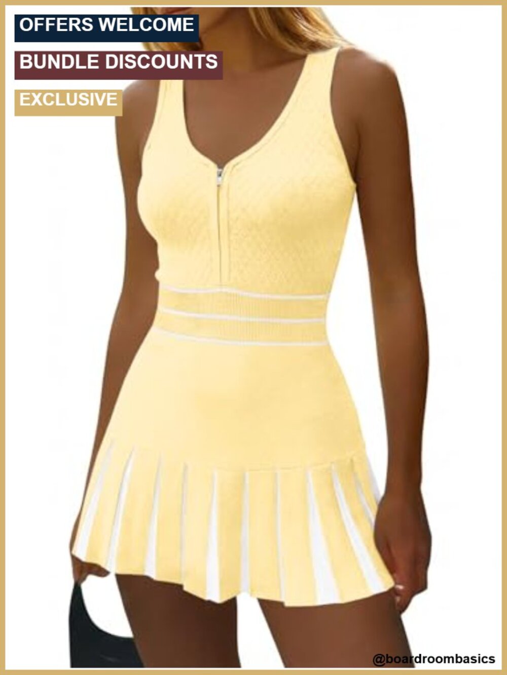 Womens Tennis Mini Dress Athletic Workout Knit Pleated Zip